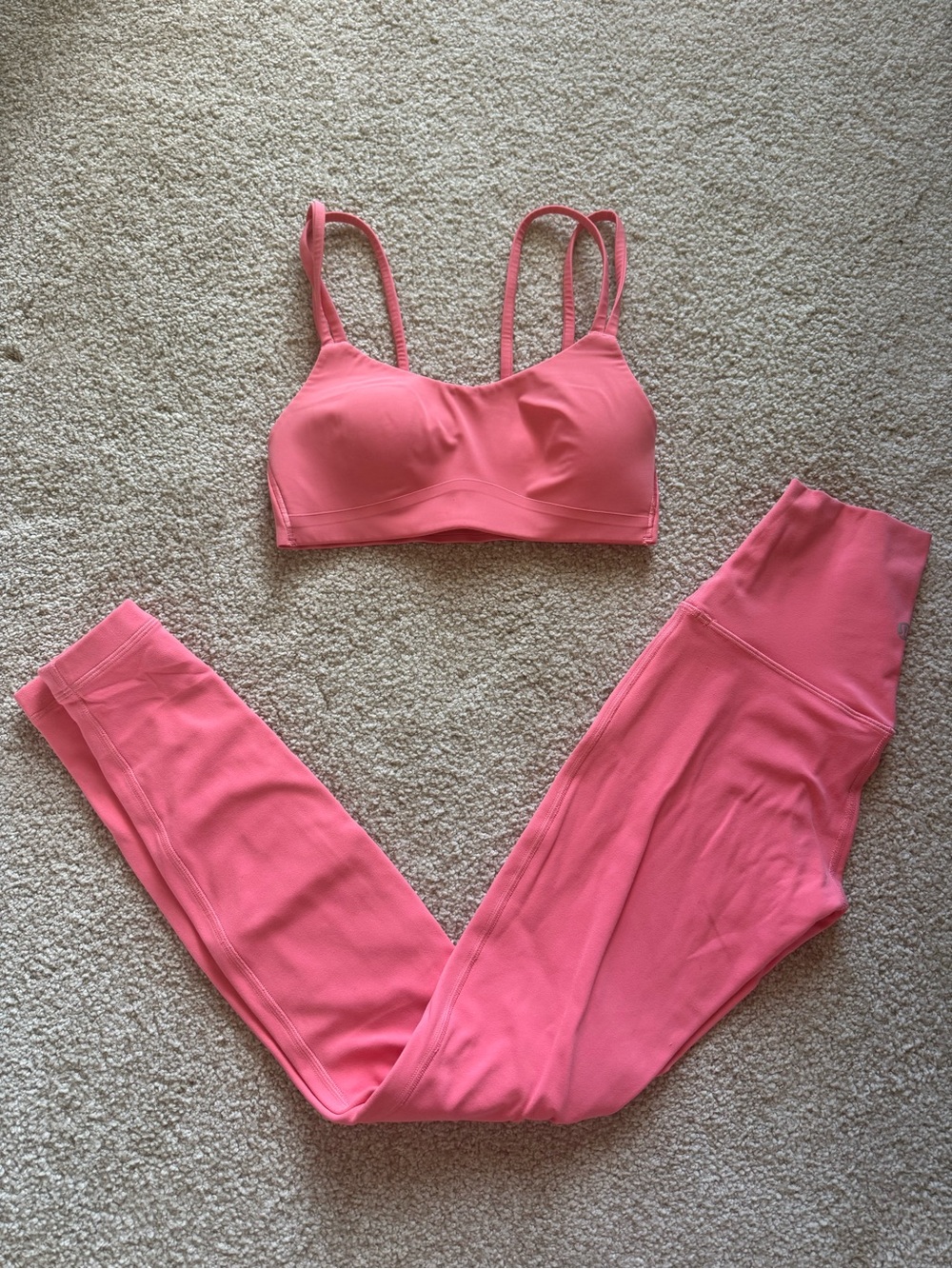 lululemon athletica Coral Pink Sports Bra and Leggings Set